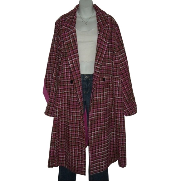 Torrid Coat Pink Pea Trench Boucle Parisian Kate Middleton Preppy Plus Tweed 5X - Picture 2 of 16